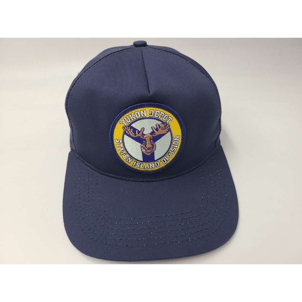 Vintage Yukon Depot Staten Island Division Snapback Hat Cap Bus Driver Men Blue